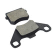 Front Brake Pads for the Realtree RTK100 Go-Kart, shown as an asymmetric set of two pads, ready for mounting and depicted in a close-up view highlighting their detailed design.