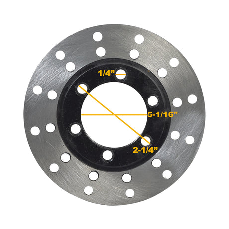 5 Disc Brake Rotor for 150cc & 250cc Baja, Hammerhead, & Trailmaster Go-Karts; circular metal object with a distinct black rim, essential for Chinese-made go-karts and dune buggies.