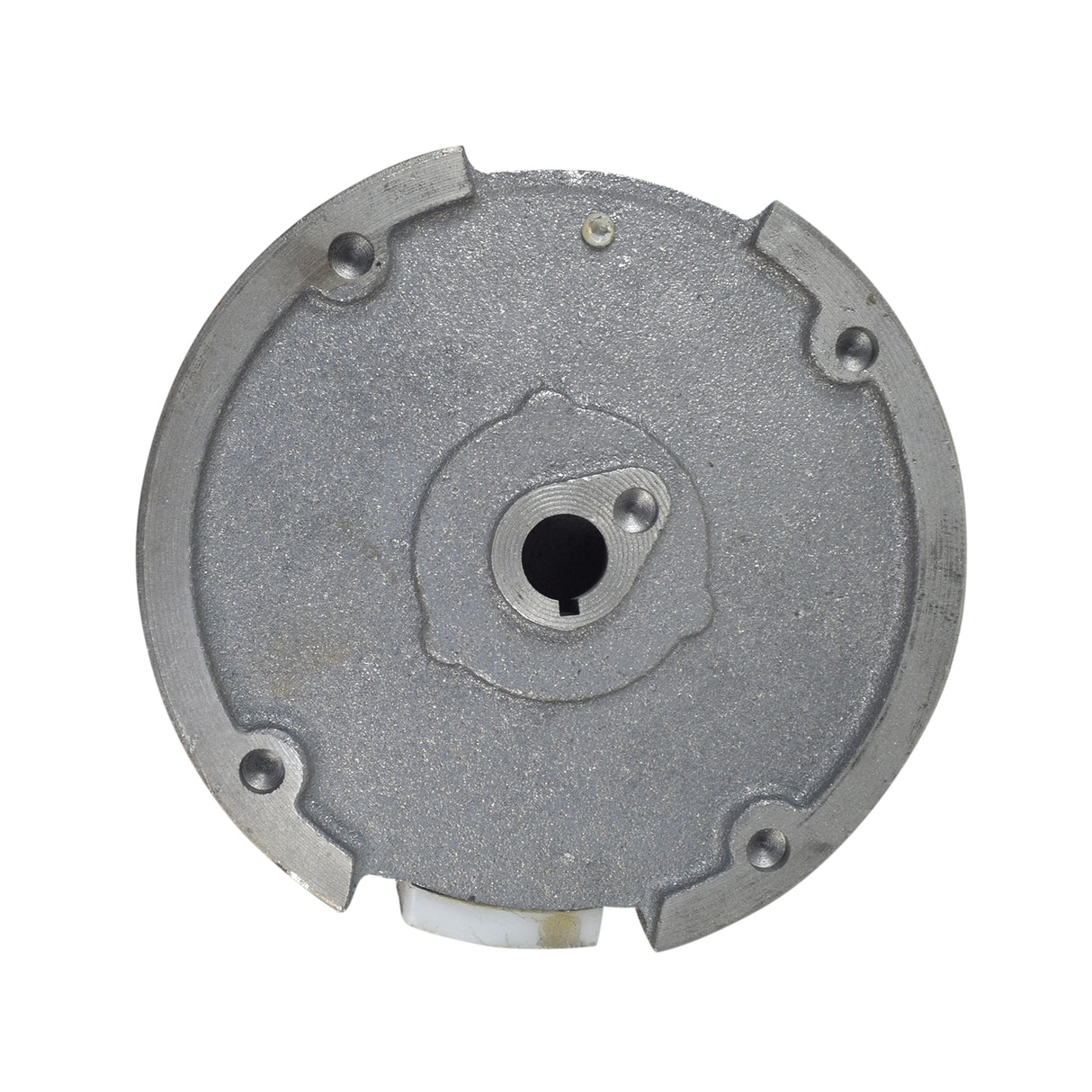 Single Magnet Flywheel for the Realtree RTK200 Go-Kart; a round metal object with a conical mounting hole, designed for 6.5 Hp engines, visible holes on its surface.