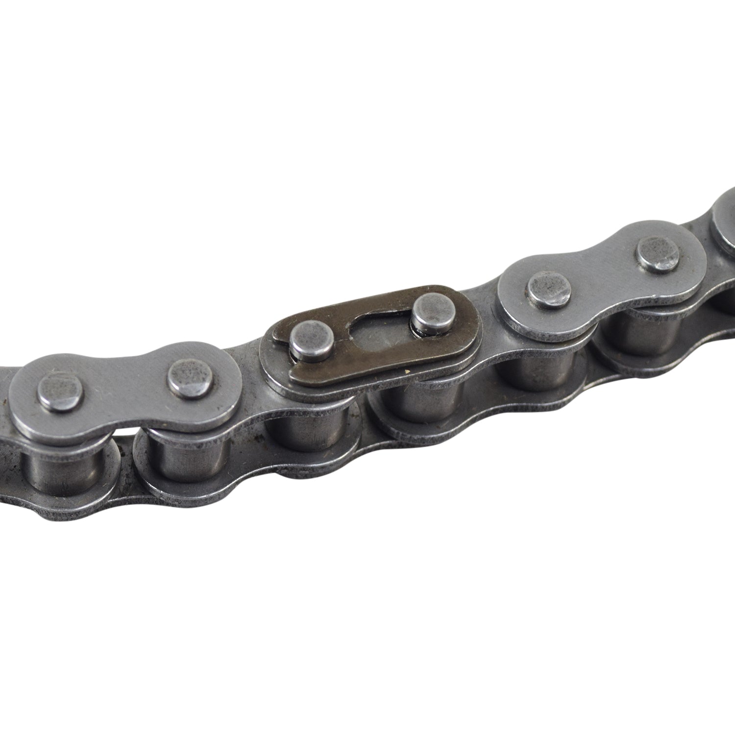 82 Link #428 Chain for Baja Motorsports 90cc ATVs, featuring a metal chain with a visible screw in the middle and multiple round metal parts in a close-up view.