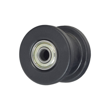 Chain Tensioner Roller for the Coleman RB100 105cc Mini Bike, featuring a black wheel with a metal center and a 608ZZ bearing, designed for proper chain tension on mini bike models.