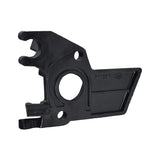 Carburetor Insulator Plate for the Baja Mini Bike (MB200), black plastic with a central hole, designed to fit and insulate the carburetor effectively.