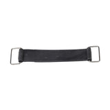 7-1/2 Battery Strap for Go-Karts & Dune Buggies, featuring a black strap with sturdy metal handles, designed to securely hold the battery within the compartment.