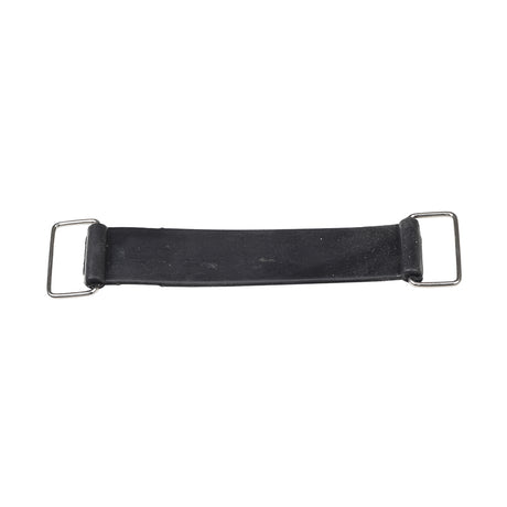 7-1/2 Battery Strap for Go-Karts & Dune Buggies, featuring a black strap with sturdy metal handles, designed to securely hold the battery within the compartment.