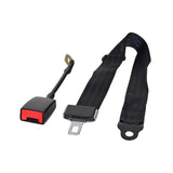 2-Point Seat Belt Harness for Kandi 49cc & 110cc Go-Karts & Dune Buggies featuring a close-up of the black strap and metal buckle, showcasing its 2-point attachment and familiar car seat-style buckle.