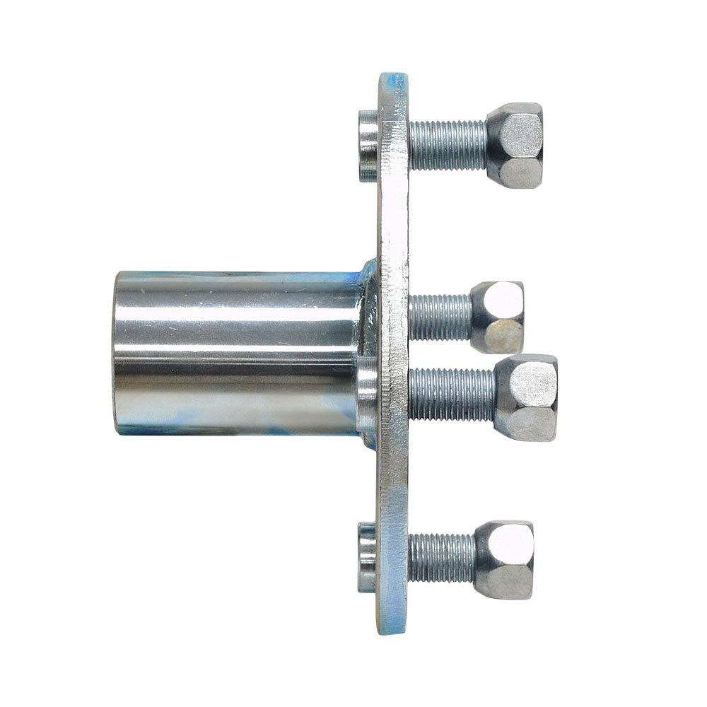 4 x 4 Go-Kart Live Axle Hub with 1 to 3/4 Step-Down (Blemished) featuring four lug nuts, visible bolts, and a metal structure designed for 8 wheels, commonly used in go-karts.