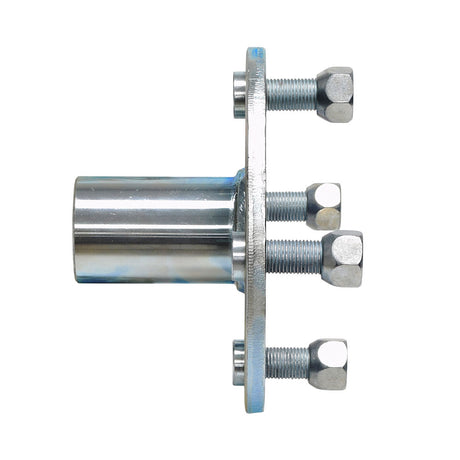 4 x 4 Go-Kart Live Axle Hub with 1 to 3/4 Step-Down (Blemished) featuring four lug nuts, visible bolts, and a metal structure designed for 8 wheels, commonly used in go-karts.