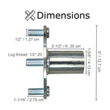 4 x 4 Go-Kart Live Axle Hub with 1 to 3/4 Step-Down, featuring a metal construction with four lug nuts, a central screw, and bolts, designed for 8 wheels with a milled inner bore.