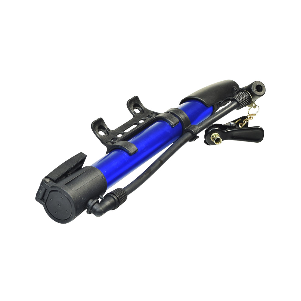 Compact Frame Mount Bike Tire Air Pump for Bicycles & Scooters, featuring a sleek design, ideal for inflating tires on bikes, scooters, and various inflatables.