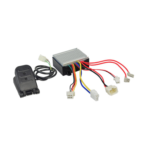 Electrical Kit (Control Module & Foot Pedal Throttle) for Razor Crazy Cart (Versions 5+) & Crazy Cart DLX (Versions 1+), showcasing close-up views of cables, connectors, and electronic components.