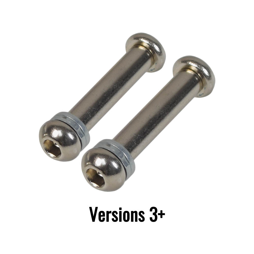 Caster Axle Bolts for the Razor Crazy Cart XL (Set of 2), showing two metal axles with threaded fasteners and spacers, suitable for different versions of Crazy Cart XL caster forks.