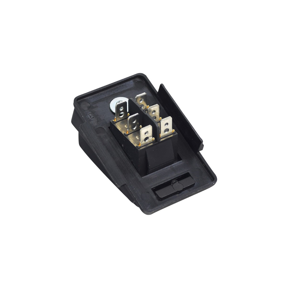 6-Pin Foot Pedal Switch for Kids' Electric Ride-On Toys, featuring a black electrical device with metal parts, including a close-up of the universal 6-pin switch for easy installation and use.