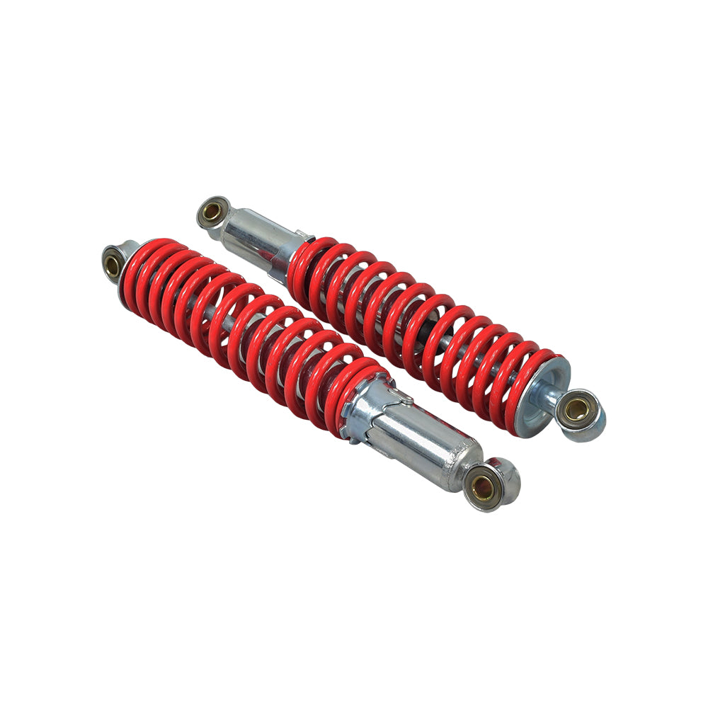 12 Adjustable Shocks for Go-Karts & Mini Bikes (Set of 2), featuring a pair of robust, metal coil springs designed for enhanced ride comfort and durability, ideal for replacing worn-out shocks.