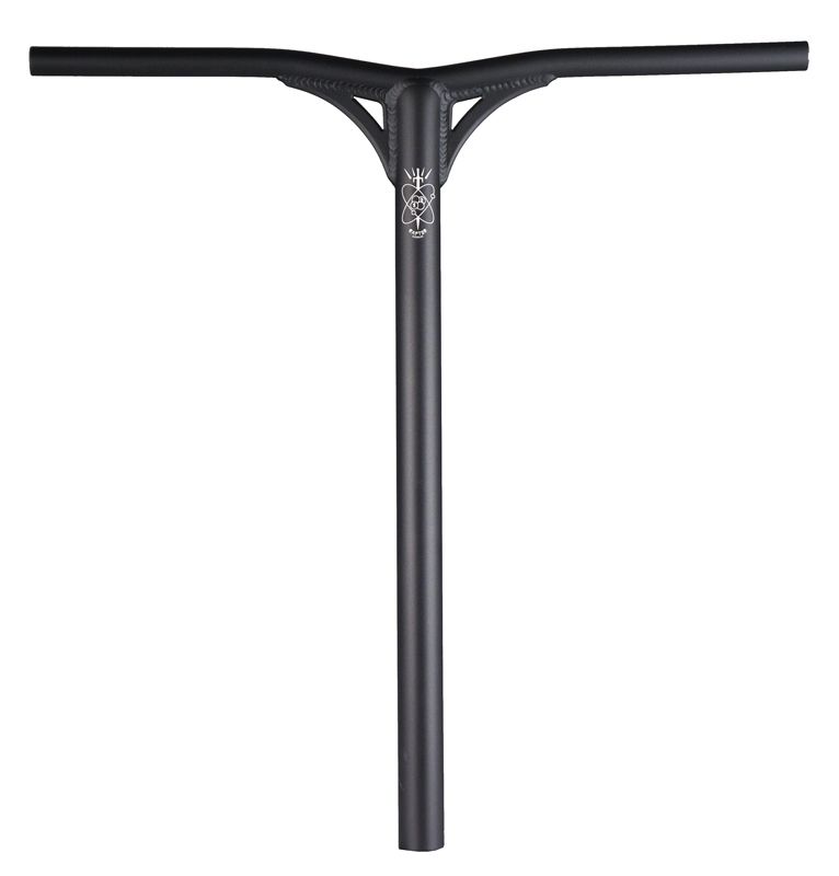 Black RTR Helium3 Aluminum Bar with a logo, featuring a sleek design, gussets for strength, and a silt cut for various compression systems, measuring 24” high and 23” wide.