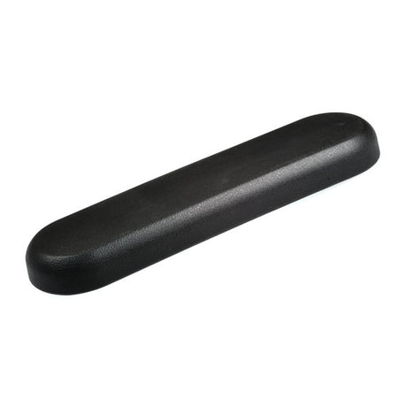 10-1/2 Desk Length Urethane Armrest Pad (Set of 2) featuring a black rectangular design with six mounting holes, suitable for power chairs and wheelchairs, shown against a plain background.