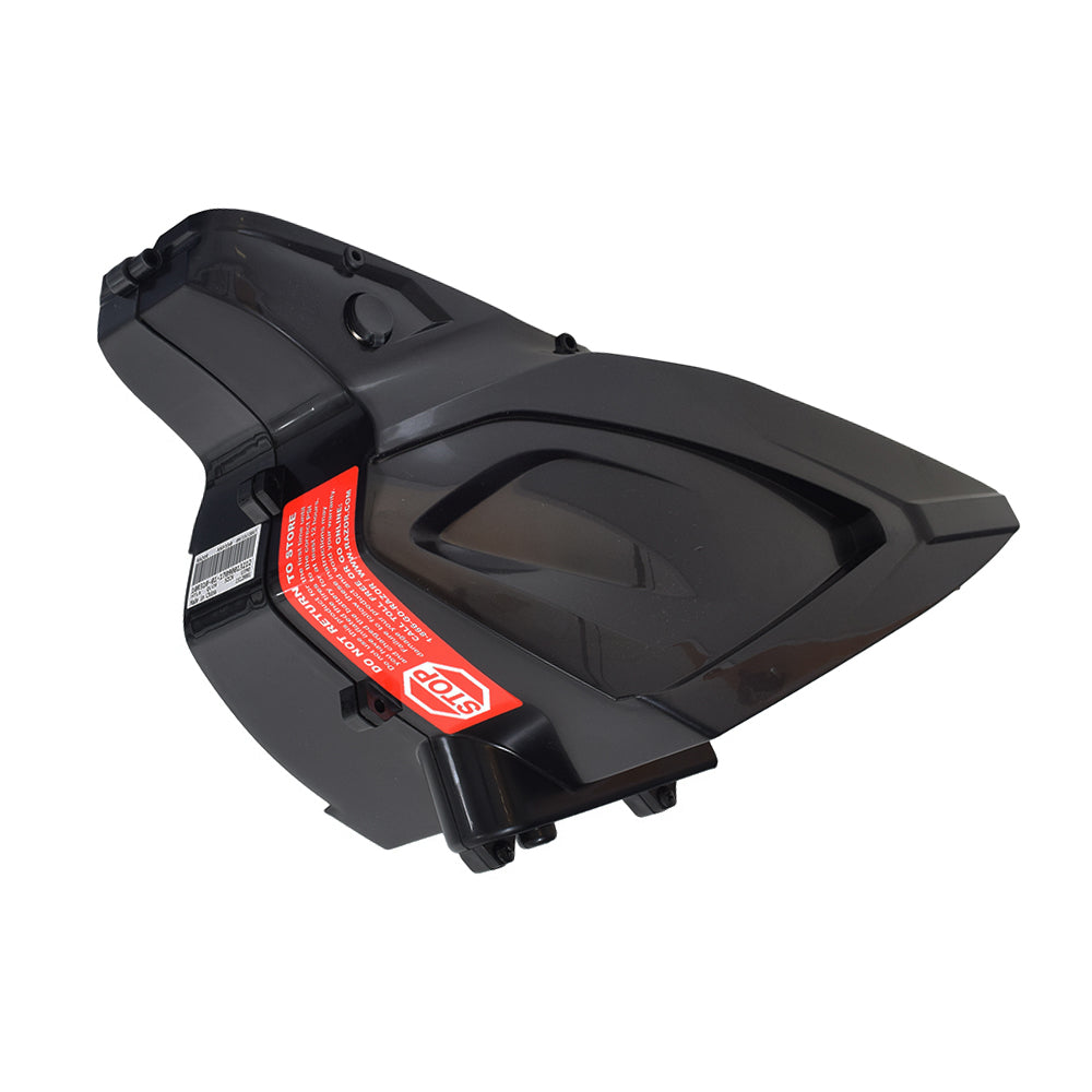 Battery Cover with Charging Port for Razor RSF350 Electric Sport Bike, featuring black plastic panels with a red label and a pre-installed XLR charging port.