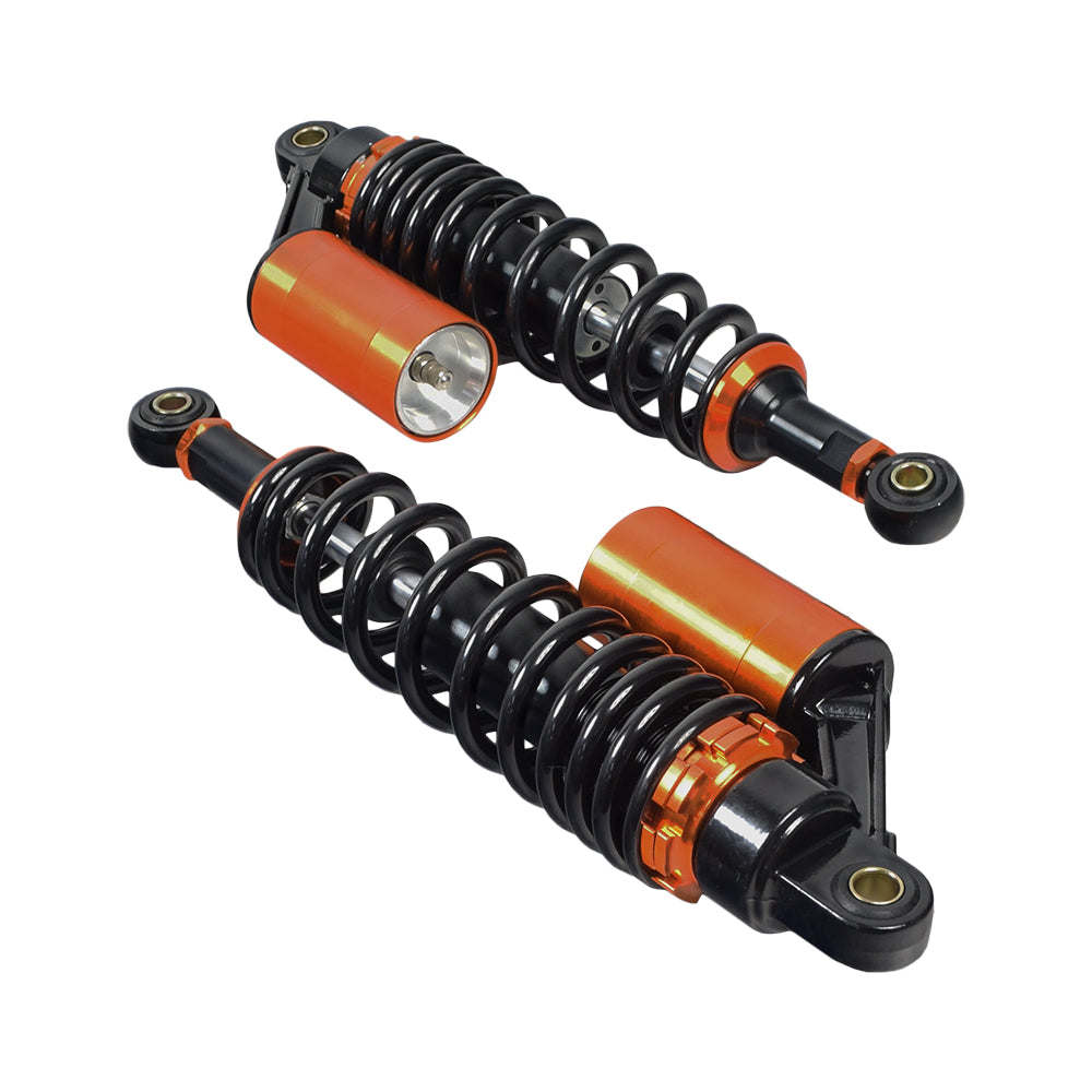 13-1/2 Adjustable Air Shocks for ATVs, Dirt Bikes & Go-Karts (Set of 2) (Blemished), featuring steel and alloy construction with black cases and springs, designed to enhance ride quality and comfort.