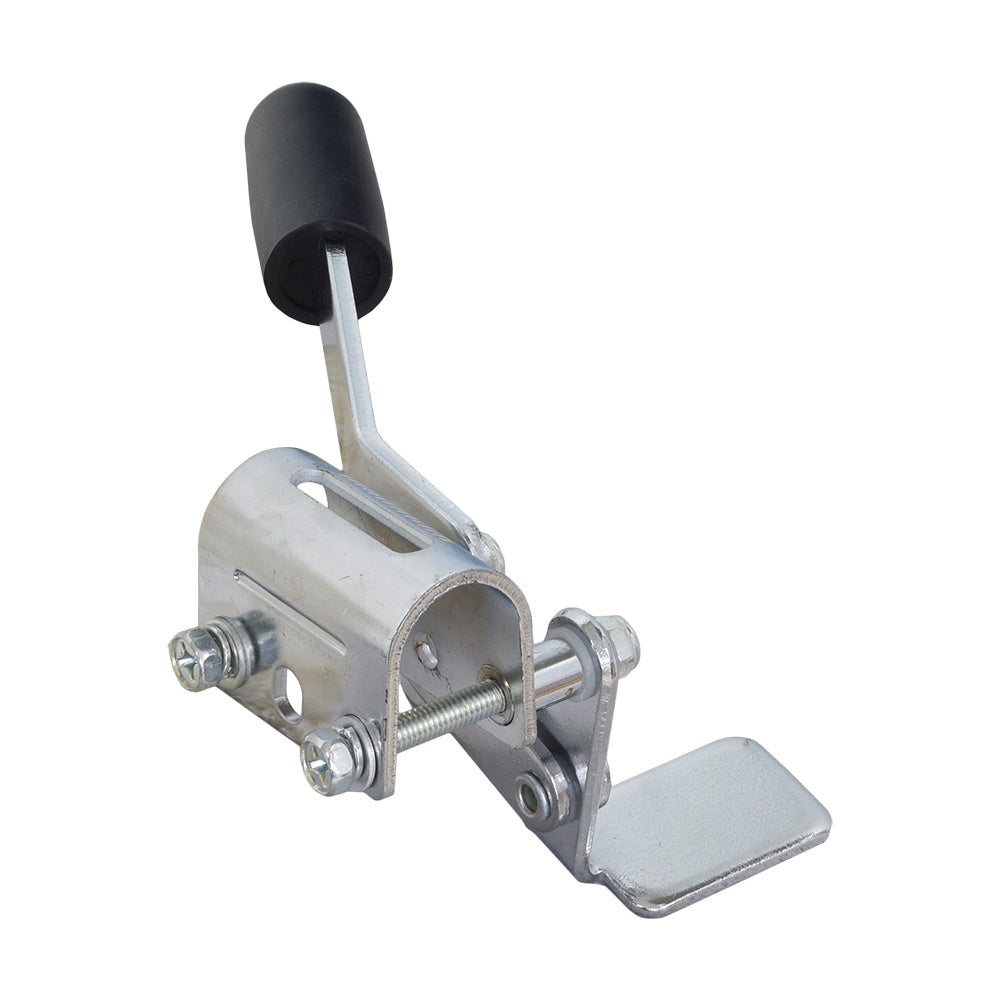 Wheel Locks for Transport Chairs with 8 Casters (Set of 2) - metal and black handles designed to engage the parking brakes on transport wheelchairs, ensuring safety by preventing any rolling.