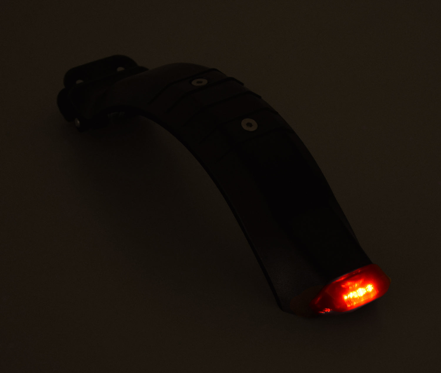 Rear Fender Assembly for the Swagtron Swagger 2 Scooter featuring a black structure with a red light, integral to the rear brake system.