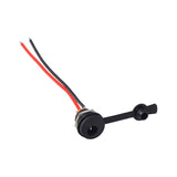 Coaxial Charging Port with Wires & 2.1 mm Inside Diameter for Electric Bikes & Scooters, featuring two bare-ended wires attached to a black circular port with a weather-proof rubber cover.