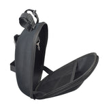 Front Handlebar Case for Ninebot by Segway Electric Scooters, black, featuring a zipper, strap, and mesh pocket, designed for secure, weatherproof storage of essentials like keys and water bottles.