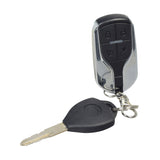 Key & Electric Fob for eWheels EW-36, EW-36 Elite, & EW-37 Scooters, featuring a close-up of a black and silver car key with a remote control and four buttons for locking, unlocking, and starting.