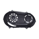 CVT Cover for Coleman RB200 & Monster Moto / Mega Moto MM-B212 Mini Bikes, a black plastic cover with multiple holes designed to protect the drive system and the rider's leg.