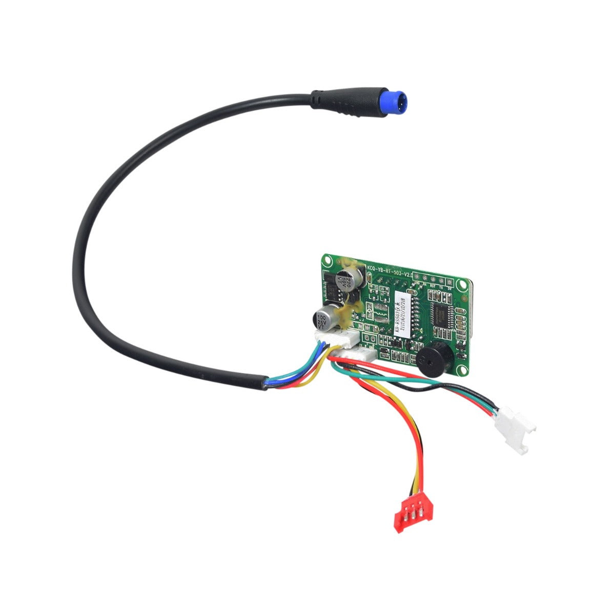 Electronic Dashboard Display for the Hover-1 Comet Electric Scooter showing a close-up of a green circuit board with visible wires and capacitors, designed to display speed and battery power.