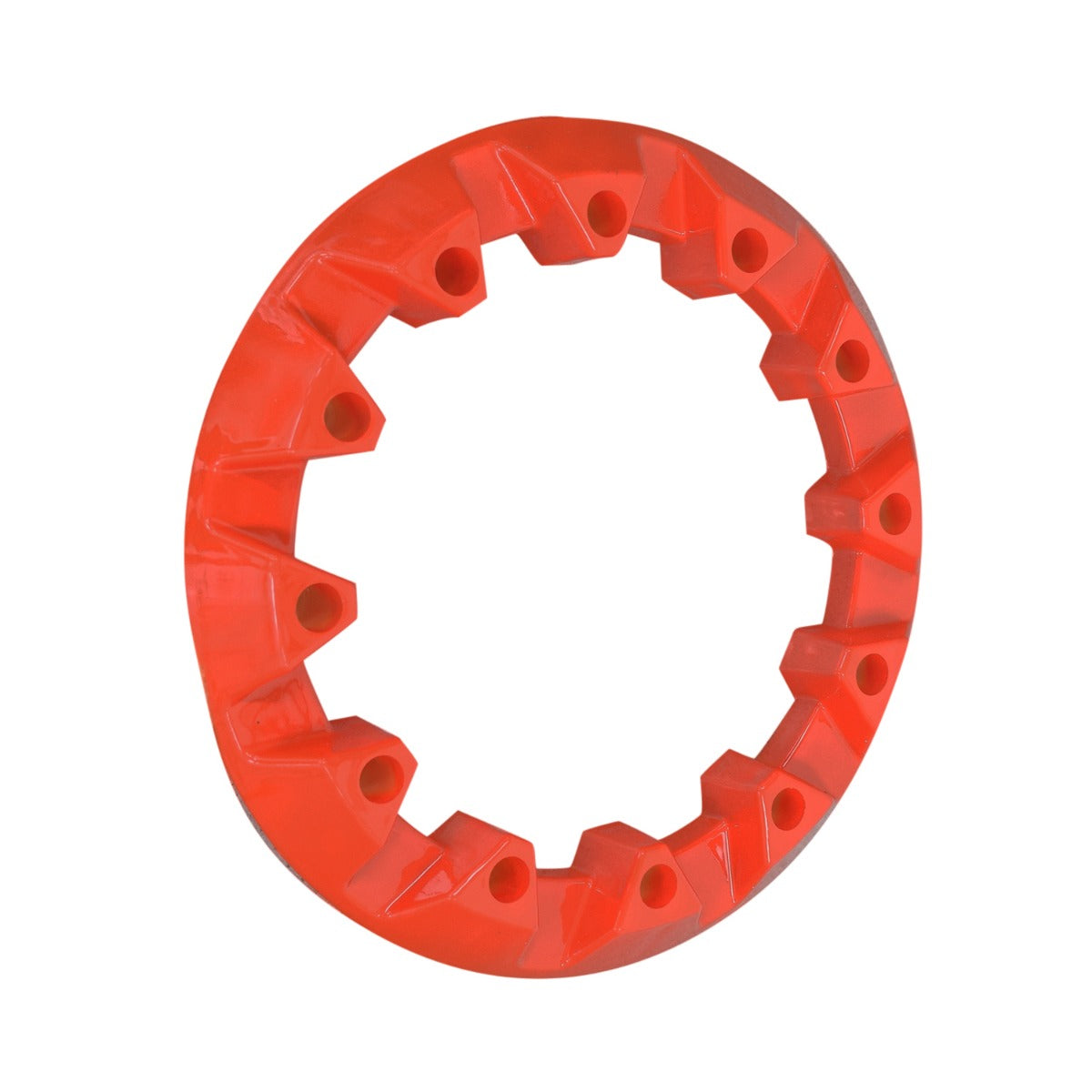 Orange Wheel Cover for Coleman AT125-EX & AT125-UT ATVs, featuring a circular design with multiple holes, made of durable hard plastic, providing a stylish and distinctive look for your ATV.