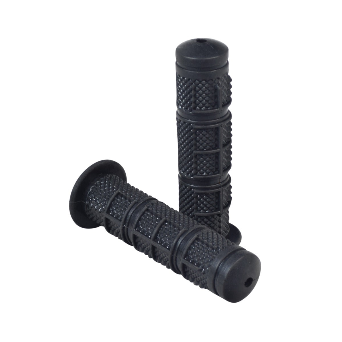 Handlebar Grip Set for Coleman AT125-EX & AT125-UT ATVs, featuring two textured rubber grips suitable for any standard 7/8 diameter handlebar, shown with metal screws and cylindrical ends.