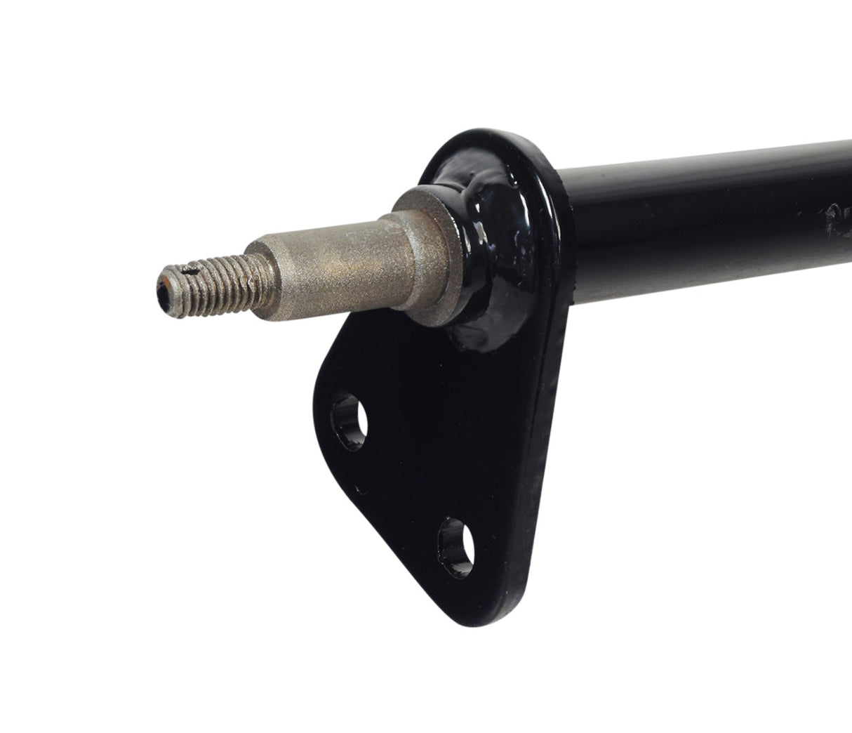 Steering Shaft for the Coleman AT125-EX ATV, featuring a black and silver metal construction with a threaded lower end and a rectangular upper plate with four mounting holes.