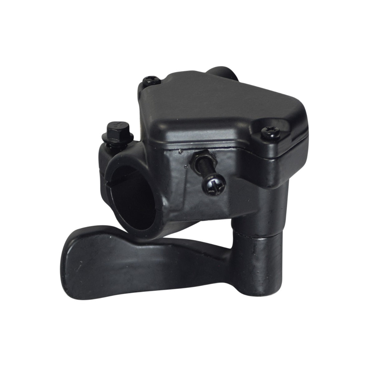 Throttle Lever for Coleman AT125-EX, AT125-UT, AT200-B, & TaoTao Raptor 200 ATVs, featuring a robust black metal build with a handle and mounting screw visible.