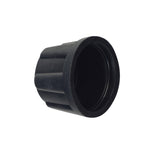 Front Wheel Cap for Coleman AT125-EX & AT125-UT ATVs, a black plastic pipe fitting, designed to protect bearings and axle hardware from rust and corrosion, displayed against a white background.