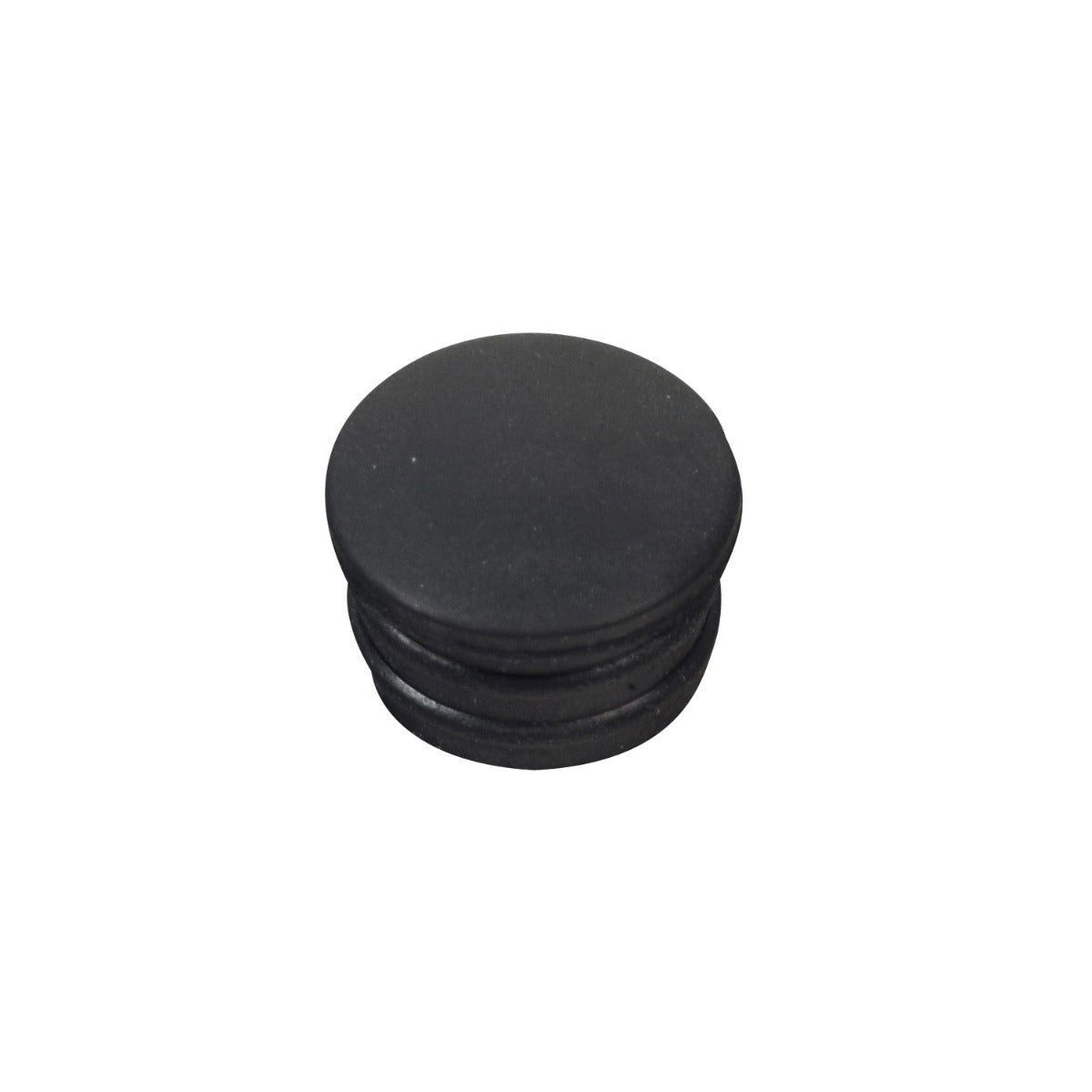 Cap Plug for Coleman AT125-EX ATV, a black round object designed to fit into open tubing ends of handlebars and frame tubes, depicted on a white background.