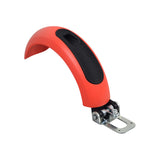 Rear Fender for Ninebot ES1 & ES1L Electric Scooters, showing a red and black curved design with a built-in foot brake pad, pin, and spring, made from durable ABS plastic.