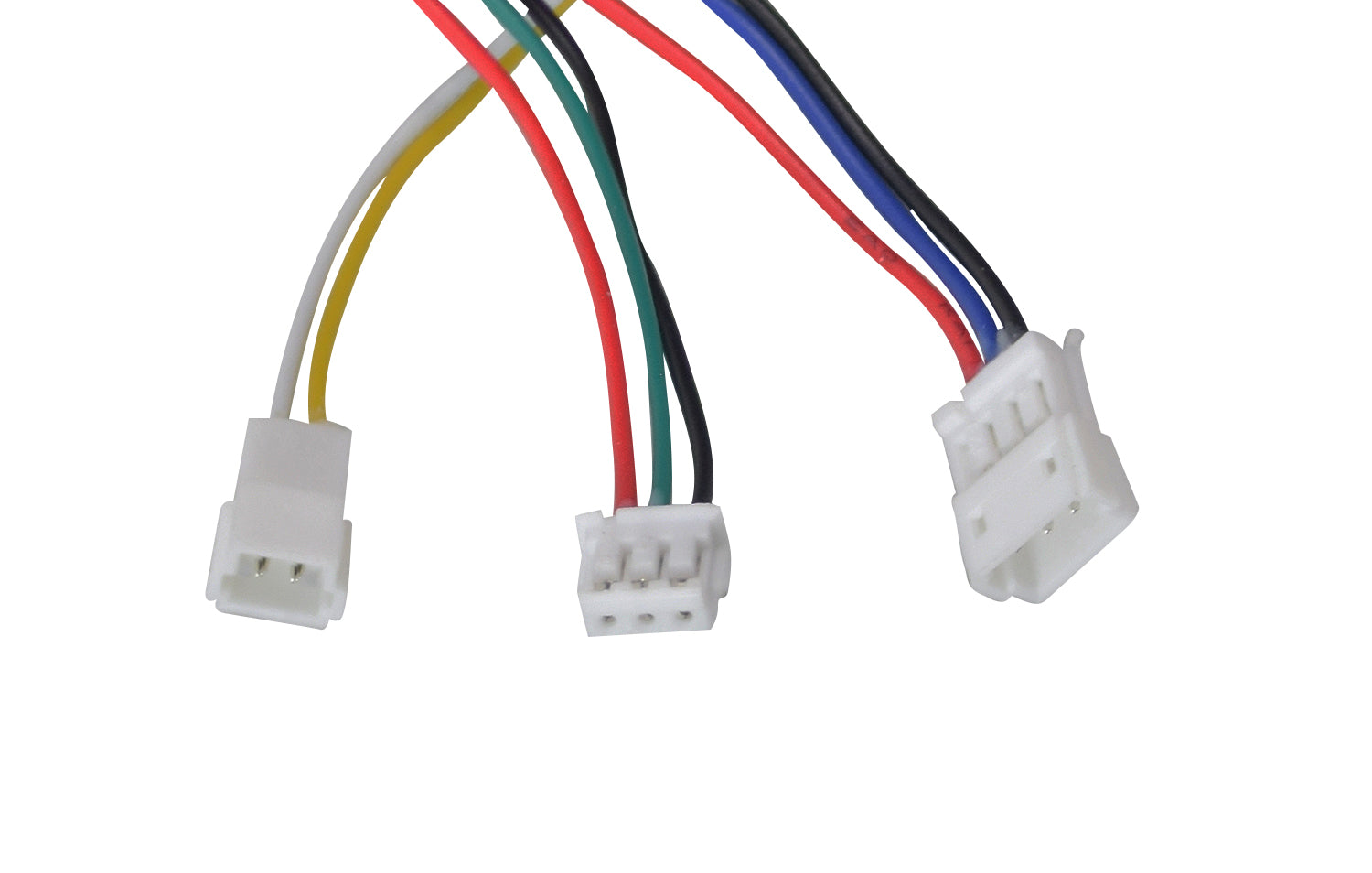 Dashboard Assembly for Ninebot ES1, ES1L, and ES2 Electric Scooters featuring a close-up of multiple colored wires connected to a white electrical connector, highlighting the intricate wiring and components.