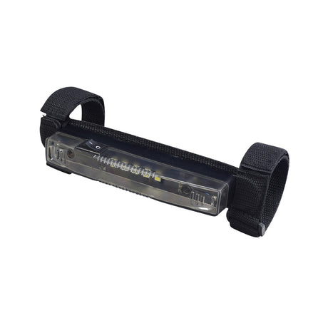 Roll Bar Mount LED Light for Hammerhead Go-Karts featuring a black strap and buckle for easy attachment to the roll bar, providing enhanced visibility and overhead illumination.