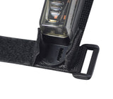 Roll Bar Mount LED Light for Coleman Go-Karts: A close-up of a black strap with a clear LED light and a black buckle, designed for enhancing visibility and safety on go-karts.