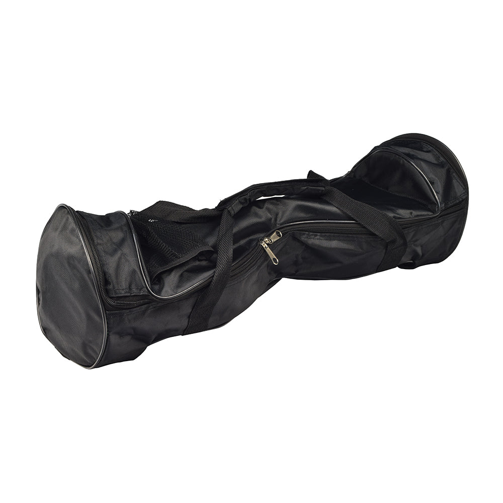 Carrying Case for the Coolreall Dreamwalker Hoverboard featuring a black bag with zippers, a handle, and close-up details of its durable fabric.