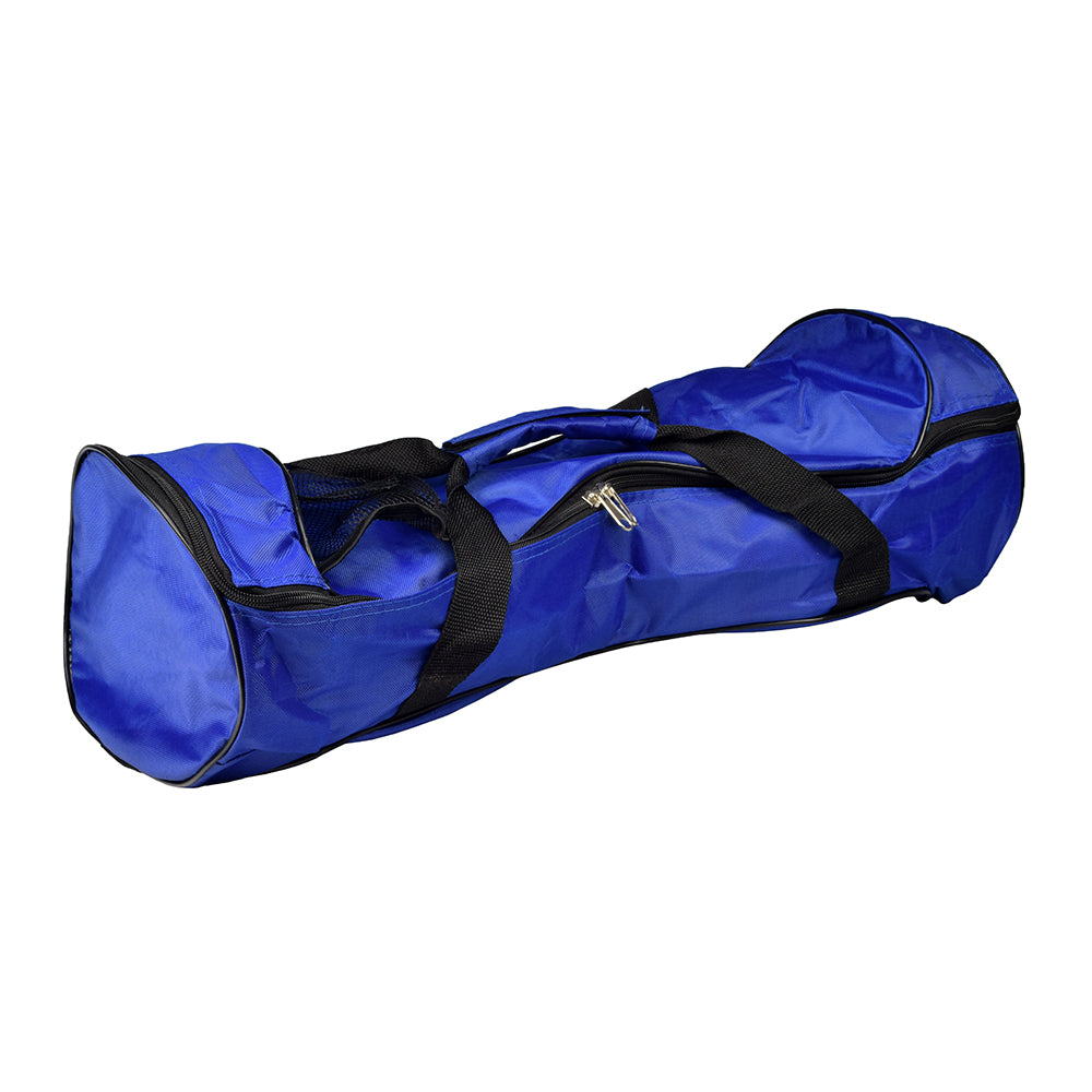 Carrying Case for Self Balancing Hoverboards featuring a blue design with black straps and a visible zipper, providing protective storage for hoverboards.