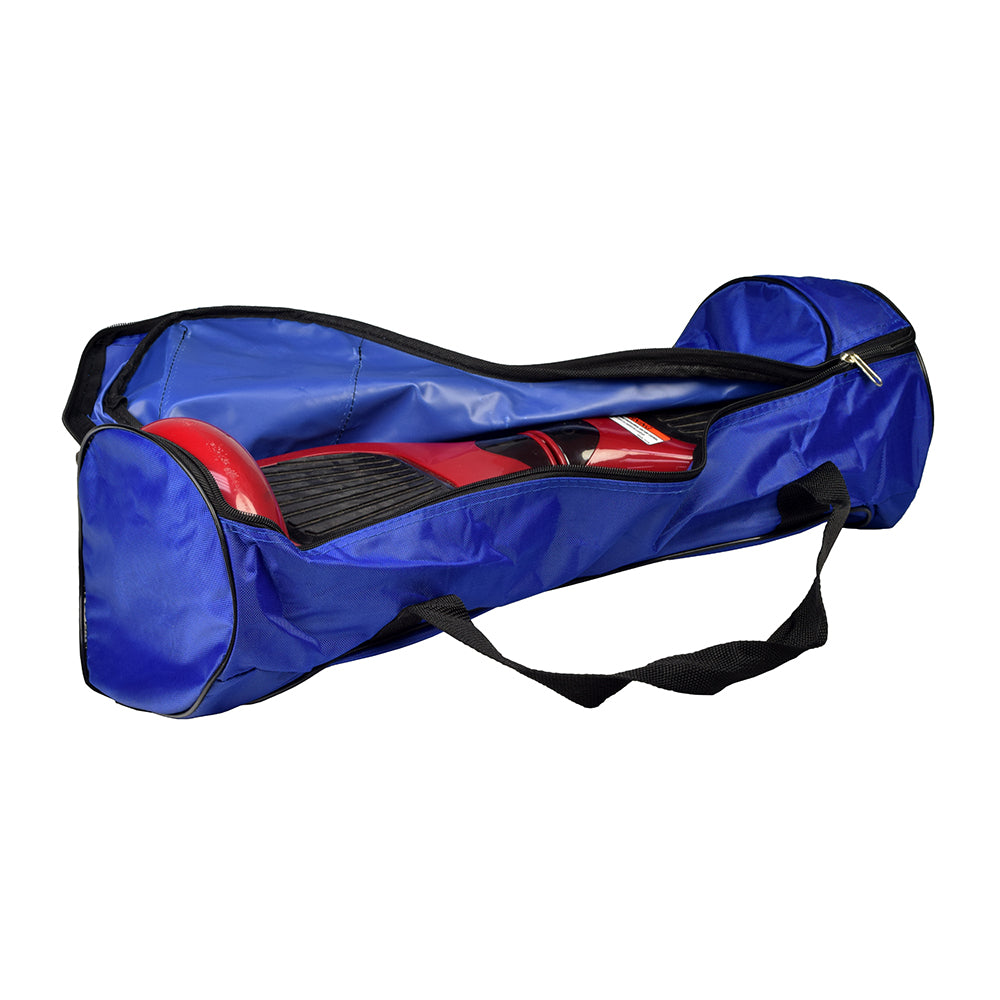 Carrying Case for Self Balancing Hoverboards featuring a blue bag with a visible red and black electric shaver inside.