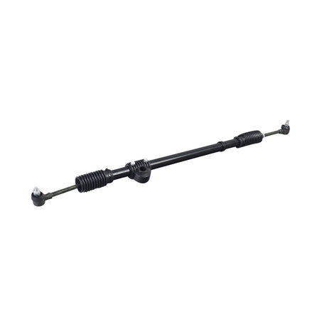 Steering Gear Assembly for the Realtree RTK200 196cc Go-Kart, featuring a black metal rod with tie rods, screws, ball joints, and rubber boots, essential for reliable go-kart steering.