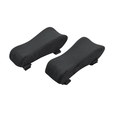 Black Memory Foam Curved Armrest Pads for Wheelchairs, Power Chairs, & Scooters (Set of 2), shown with black velvet fabric and hook & loop straps, designed for comfort and easy installation.