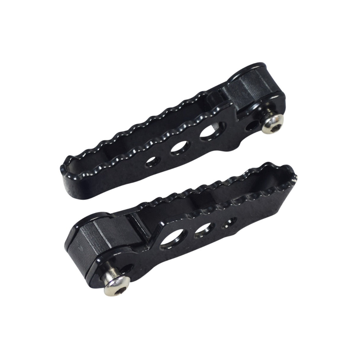 Foot Pegs for the Razor Rambler 16 Electric Mini Bike, set of two black metal pegs with included mounting pins and bolts for easy installation, shown in close-up detail.