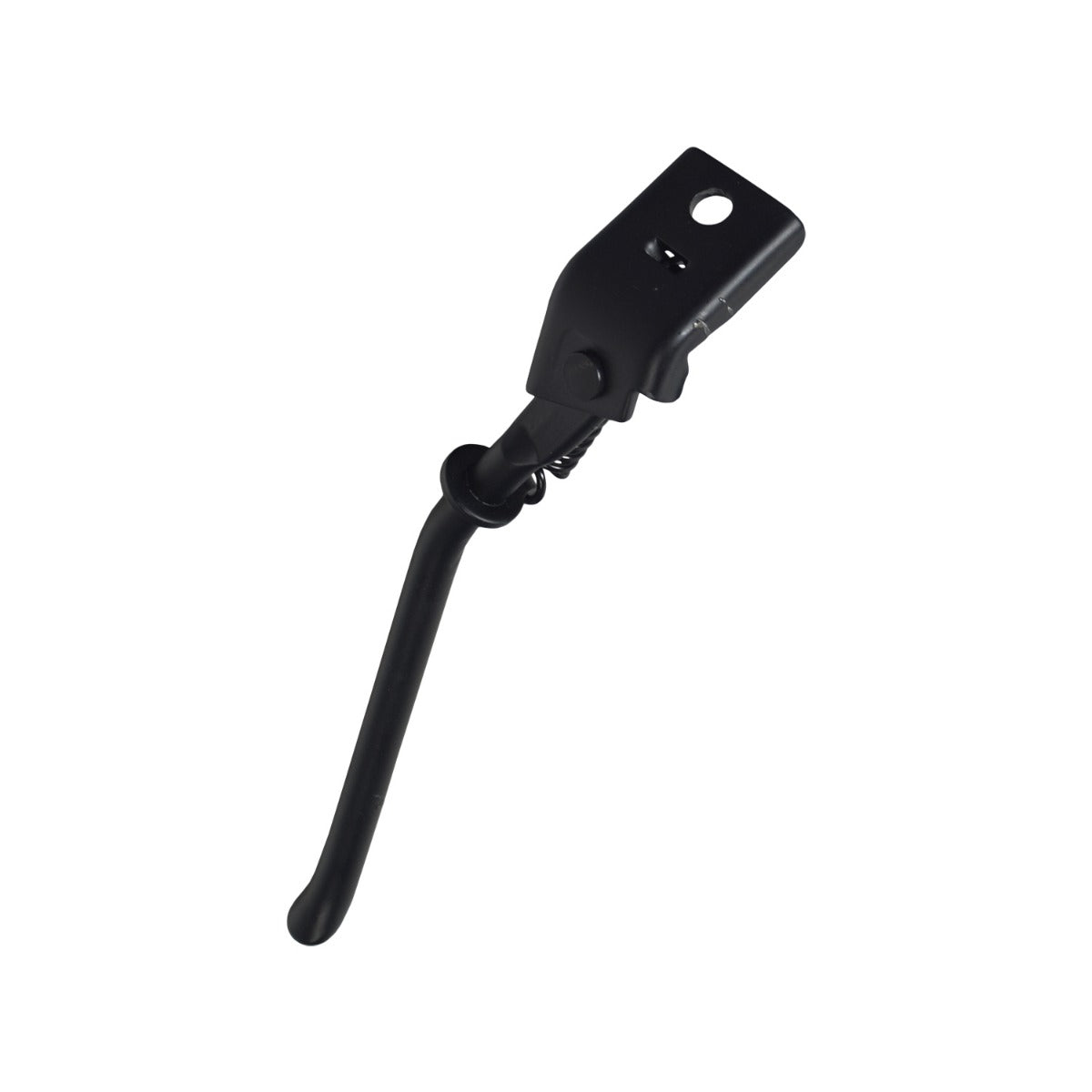 Kickstand for the Razor Rambler 16 Electric Mini Bike: A black plastic stand with a hole, designed to bolt onto the mini bike's frame, providing essential support to prevent it from lying on the ground.