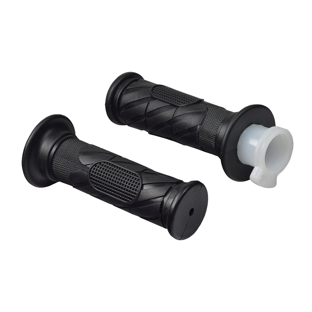 DLX Style Handlebar Grip Set featuring a pair of textured black handlebars, ideal for 50cc, 125cc, or 150cc scooters. Close-up details highlight the grip's superior texture and design.