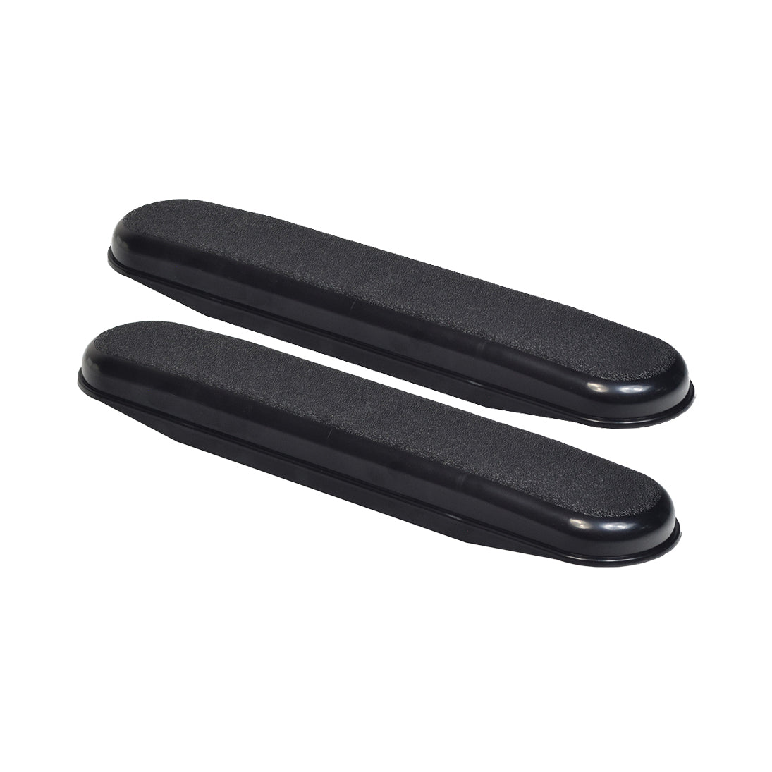 10-1/2 Desk Length Black Plastic Armrests for Wheelchairs (Set of 2), showcasing a close-up of the durable black rectangular armrests, designed for compatibility with various wheelchair models.