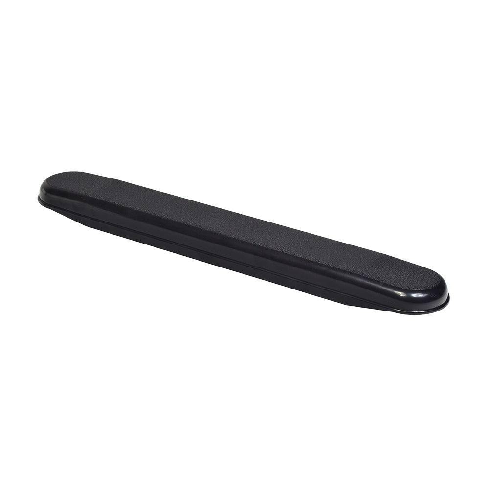 14-1/2 Full Length Black Plastic Armrest for Wheelchairs, featuring a durable rectangular design with a black cover, suitable for various wheelchair armrest brackets with multiple mounting hole options.