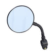 Flexible Handlebar Mount Rearview Mirror with a round reflective surface and a black gooseneck rod, designed for easy installation on various vehicle handlebars.