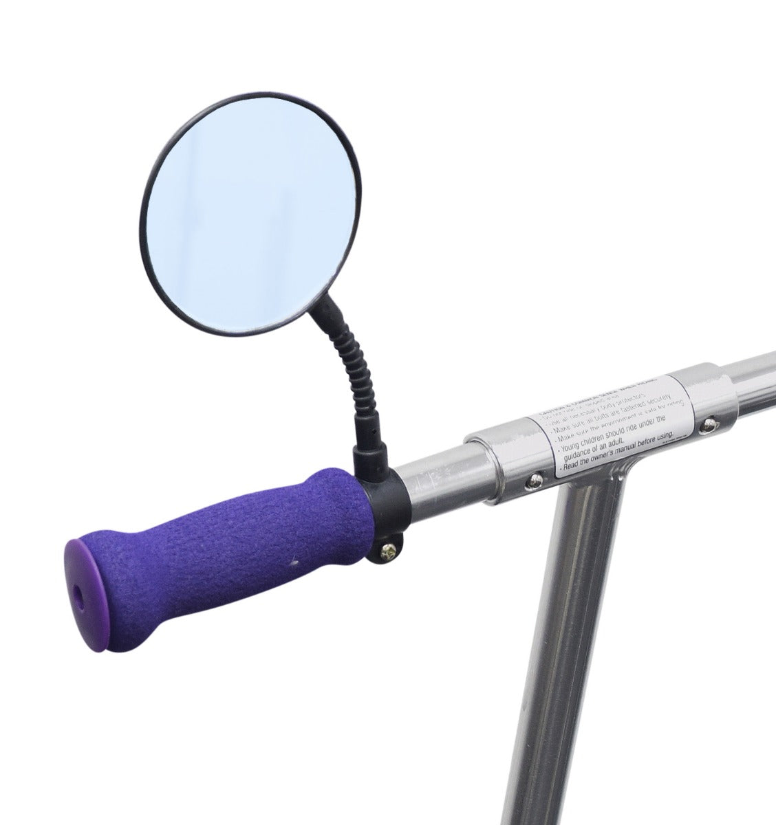 Flexible Handlebar Mount Rearview Mirror with a black flexible gooseneck rod, clamp-on holder, and a built-in red reflector, designed for easy installation on 7/8 handlebars.